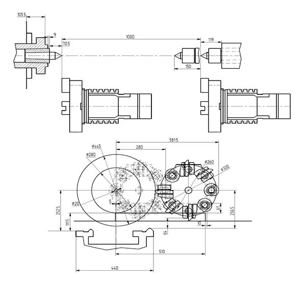 ТС1625Ф3 Карта можливостей верстата з восьмипозиційною револьверною головкою ТС80x8 VDI40